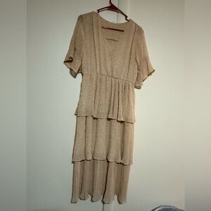Beige Floral Tiered Dress Size M